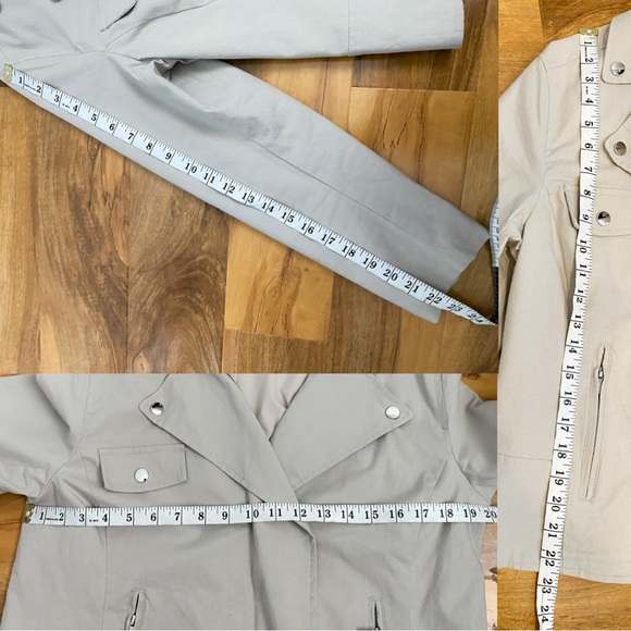 Tahari Linen Gray Moto Dual Zip Up Jacket Collard Utility Motocycle Western L - Picture 10 of 10